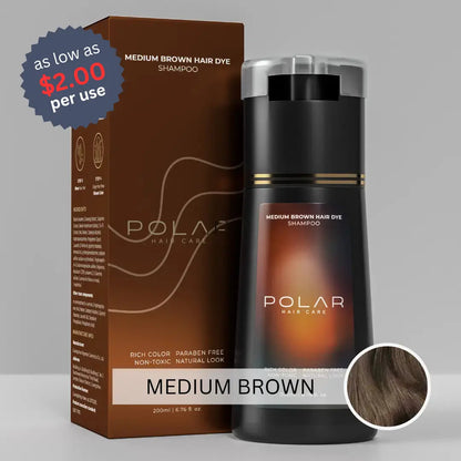 Polar Haircare - Hair Dye Shampoo for Gray Hair for Women & Men (Jet Black) Natural Hair Dye Kit - Semi Permanent Shampoo - Vegan (Polar Hair Care USA) 6.76 Fl Oz