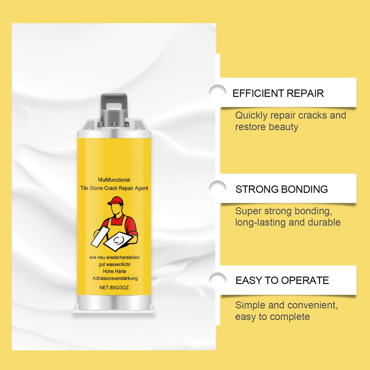 🔥New Upgrade✨ Tile & Stone Crack Repair Kit - Professional-Grade Filler for Sealing Gaps, Waterproof & Color-Matching Formula💧