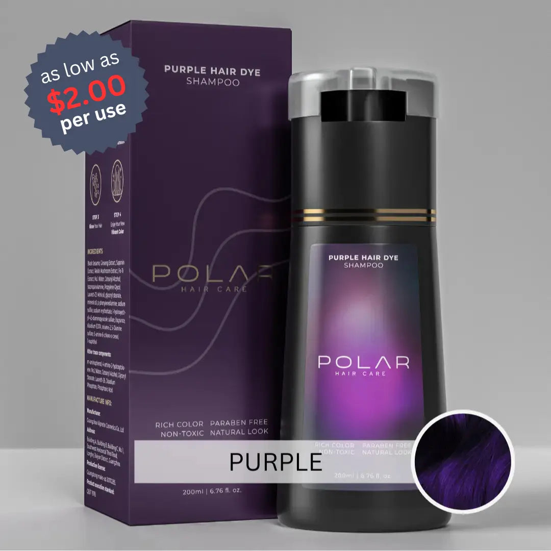 Polar Haircare - Hair Dye Shampoo for Gray Hair for Women & Men (Jet Black) Natural Hair Dye Kit - Semi Permanent Shampoo - Vegan (Polar Hair Care USA) 6.76 Fl Oz