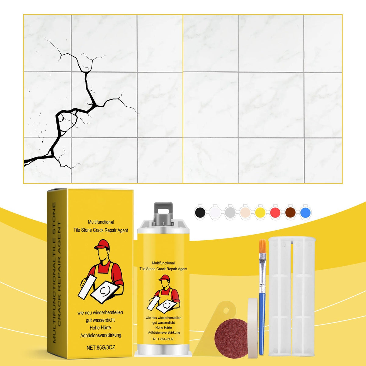🔥New Upgrade✨ Tile & Stone Crack Repair Kit - Professional-Grade Filler for Sealing Gaps, Waterproof & Color-Matching Formula💧