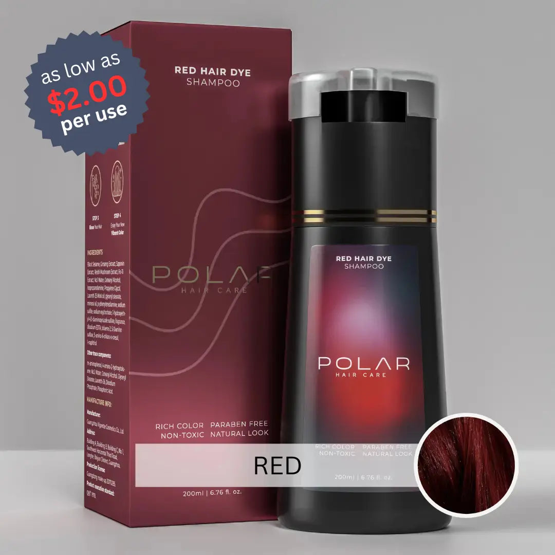Polar Haircare - Hair Dye Shampoo for Gray Hair for Women & Men (Jet Black) Natural Hair Dye Kit - Semi Permanent Shampoo - Vegan (Polar Hair Care USA) 6.76 Fl Oz